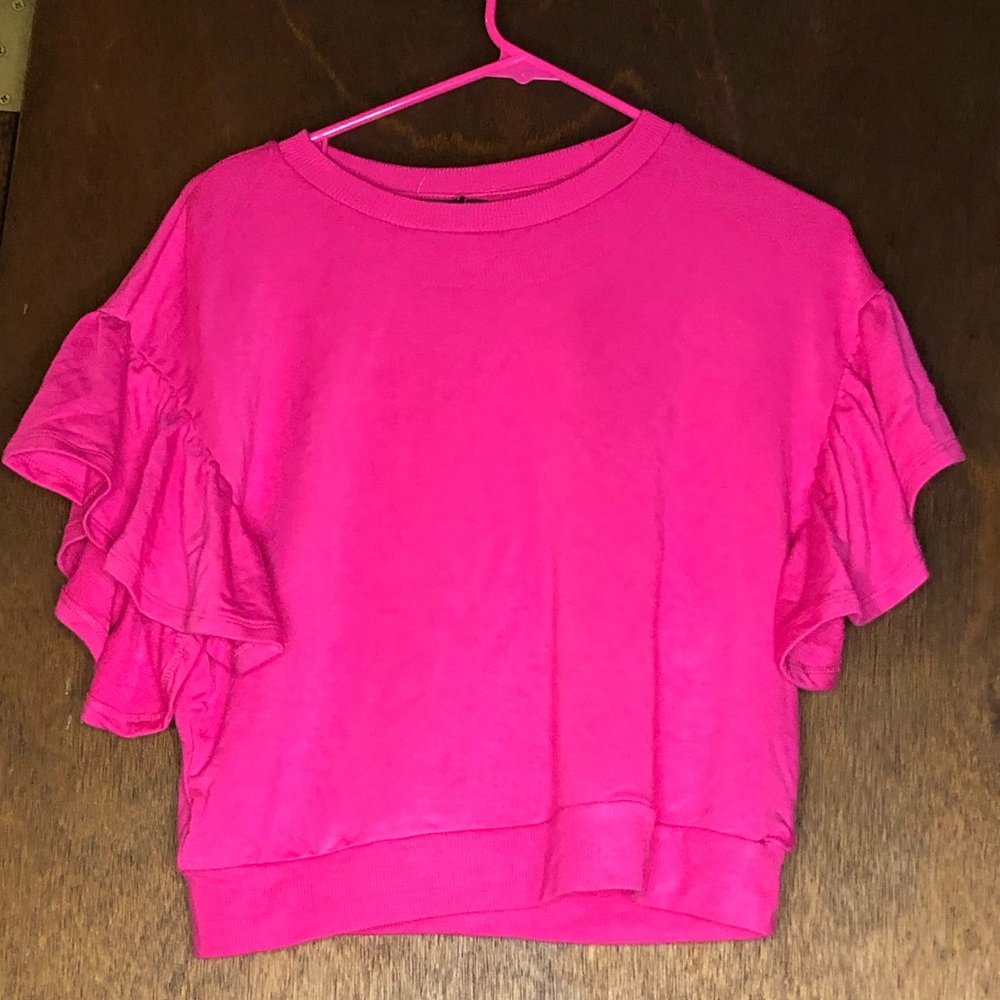 Pink sweat shirt crop top